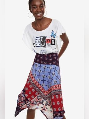 DESIGUAL Boho Foulard Midi Skirt Large EUC